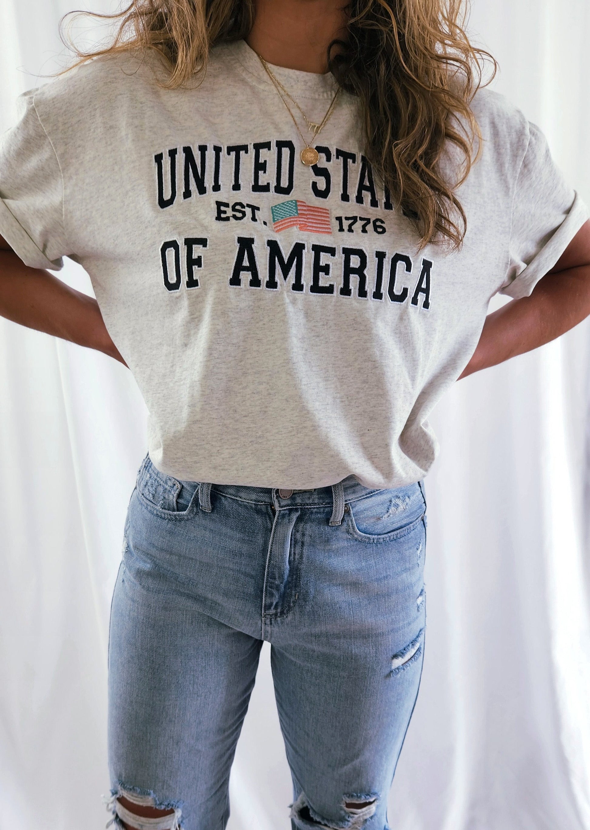 Embroidered USA T-Shirt – Seventh + Sonder