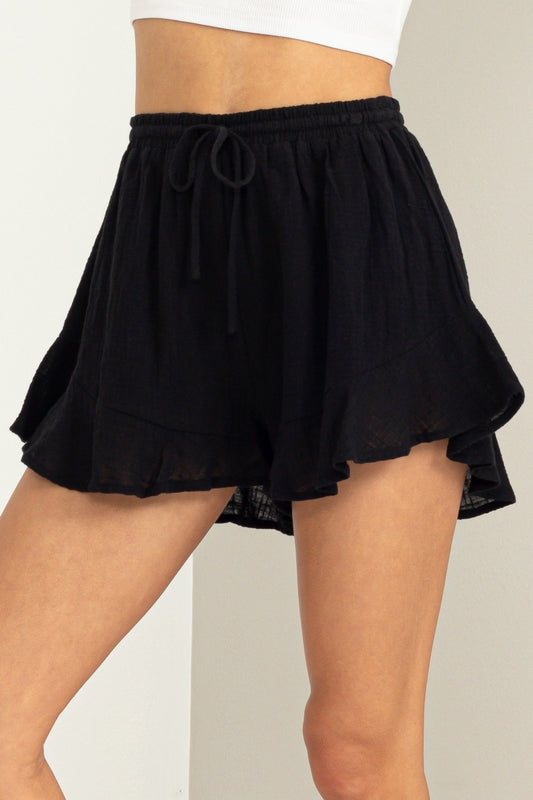 Black Ruffle Shorts