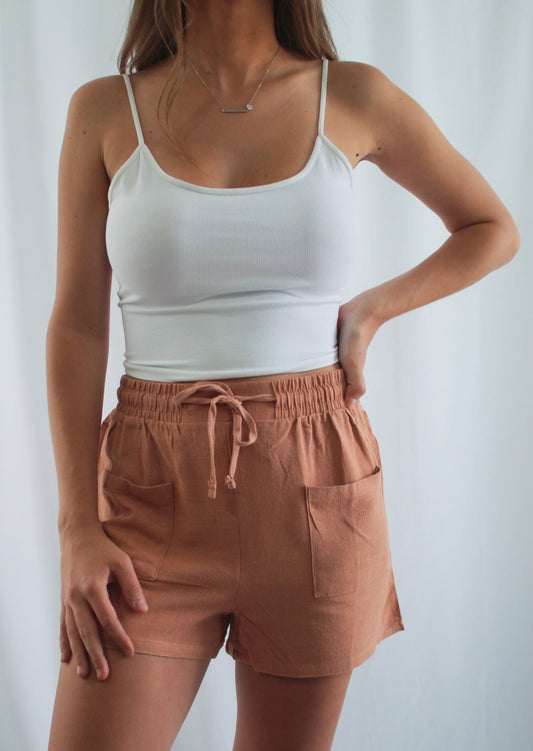 Tan Linen Shorts