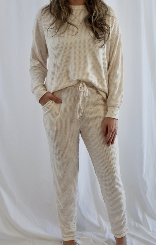 Cream Waffle Knit Set